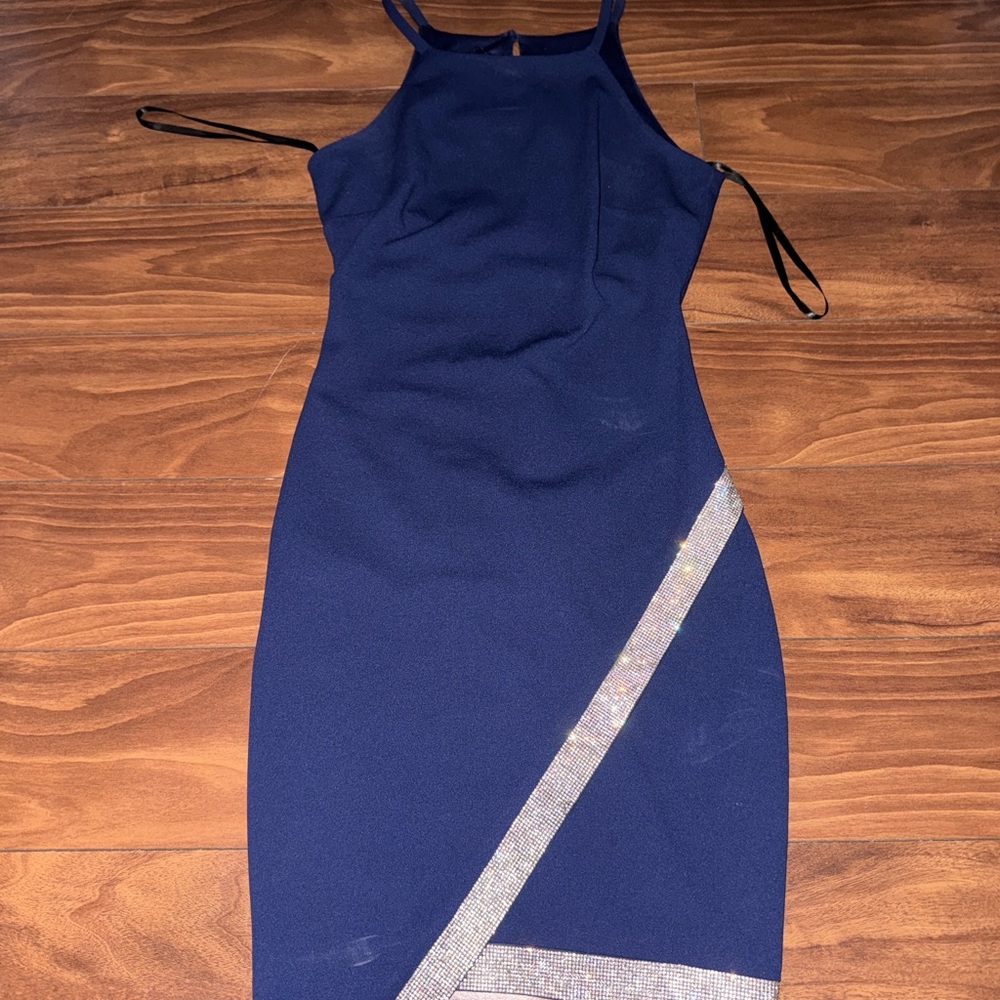 BCX Navy Dress with Silver Trim